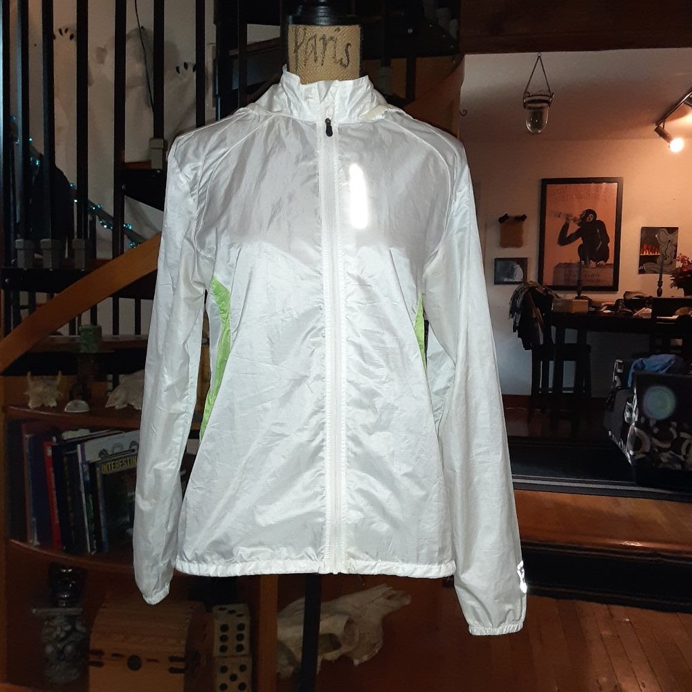 womans jogging jacket/ with reflective decals. size med